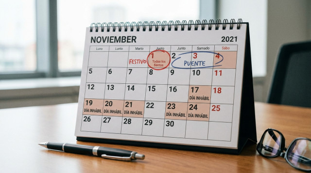 Calendario de noviembre: festivos nacionales, puentes oficiales y días inhábiles