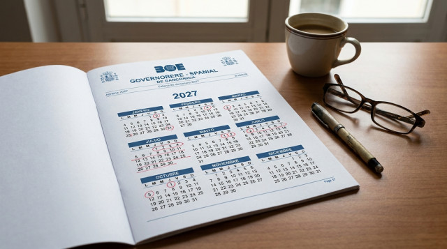 calendario laboral de 2027 publicado en boletin oficial con marcas en festivos y puentes
