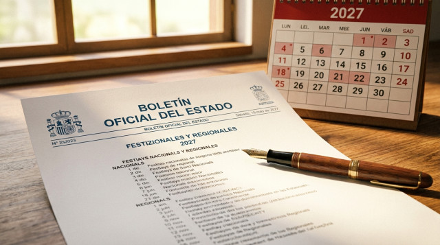 El BOE publica el calendario laboral oficial con los festivos nacionales y autonómicos de 2027