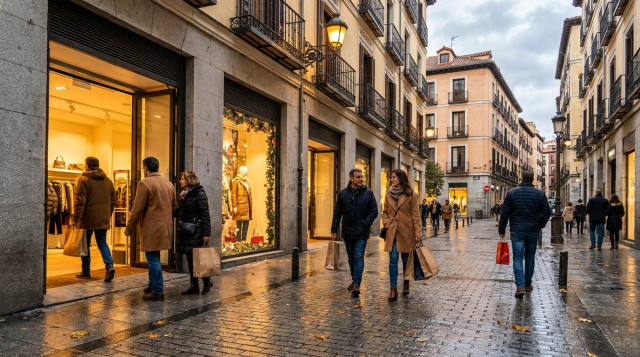 escaparates y tiendas abiertas durante un festivo de apertura comercial en noviembre
