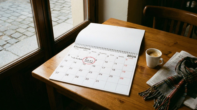 calendario de diciembre con el martes 8 marcado como puente de la Inmaculada y el lunes 7 señalado como día puente