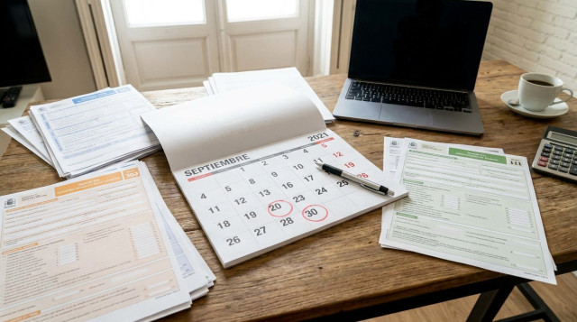 Calendario fiscal de Hacienda en septiembre con fechas límite y formularios tributarios destacados