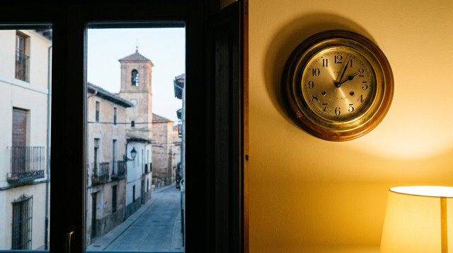reloj analógico clásico marcando las tres de la madrugada en proceso de retrasarse hacia las dos por el cambio de hora en octubre